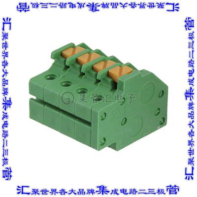 1986716-4 端子块连接器4POS无罩接头的插头3.5mm绿色自由悬挂