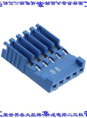 281786-5 矩形连接器5POS插头2.54mm母插口蓝色IDC锡自由悬挂