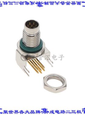 M8AS-06PMMR-SF8001 圆形连接器6POS插座公形引脚焊接镀金面板安