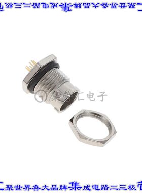 ASY-A08PMMP-QC8001 圆形连接器8POS插座公形引脚焊接镀金面板安