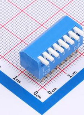 DL-08LT 2.54mm间距 8位 琴键式 直插侧拨长柄 蓝色 拨码开关 插