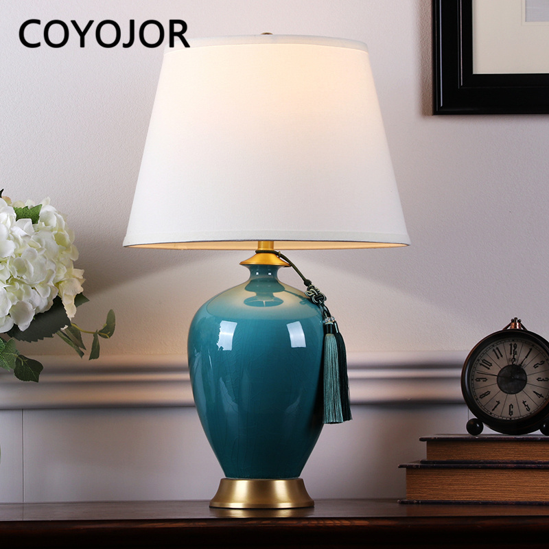 新中式美式台灯卧室床头客厅会所玄关别墅酒店装饰景德镇窑变陶瓷