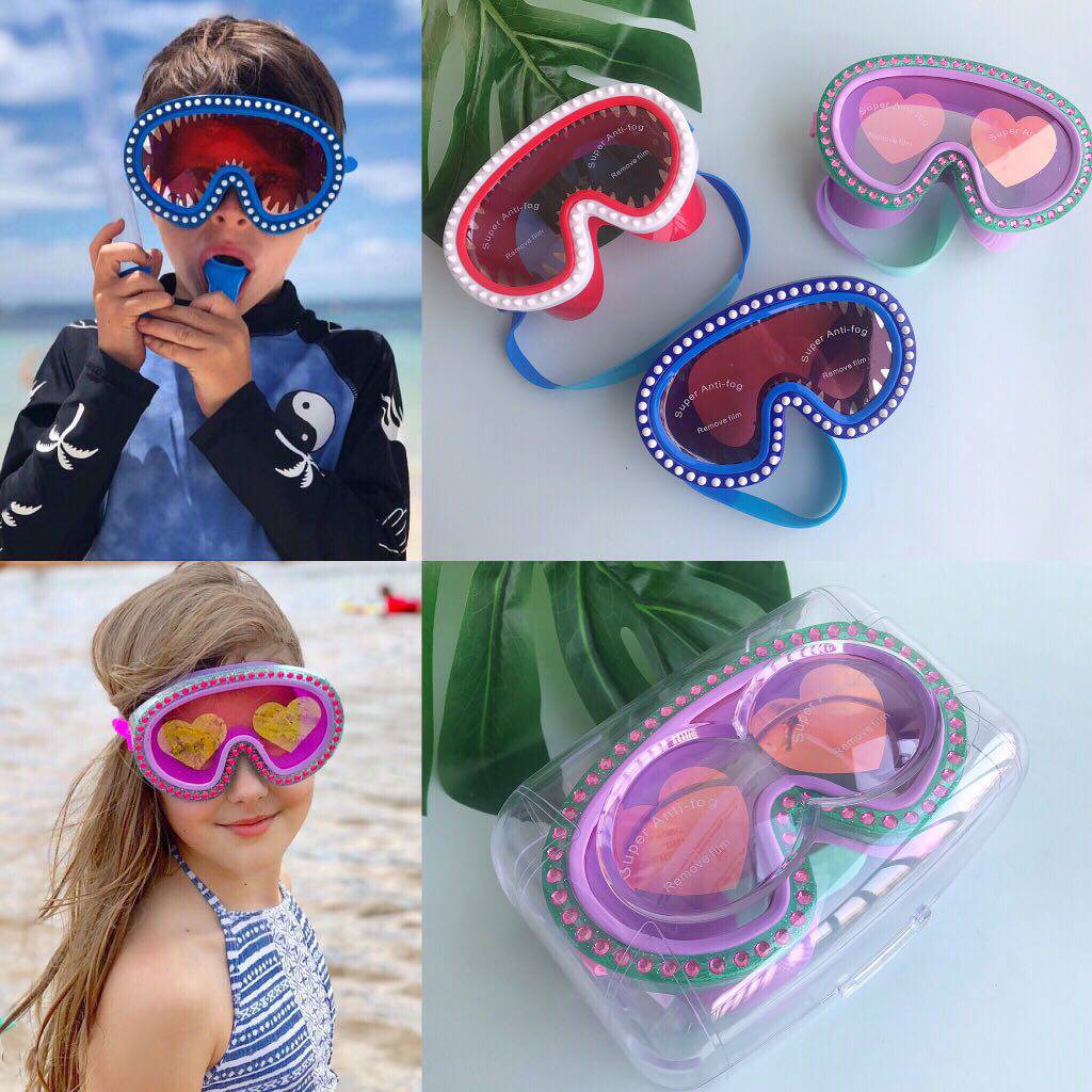 青少年高清防雾鲨鱼大框游泳面罩