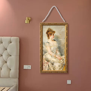 欧式小众复古装饰画客厅餐厅轻奢珍珠链挂画民宿玄关走廊艺术壁画