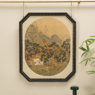 法式中国风复古新中式八角高山流水装饰画客厅餐厅卧室壁画挂画