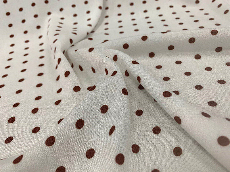 2021新品垂感微弹 白底焦糖小波点全棉棉麻时装面料 连衣群 衬衫