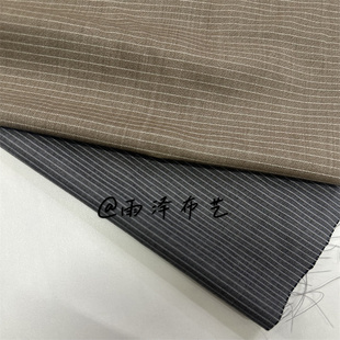 进口 竖条纹灰色 黄色精仿羊毛全毛时装布料 衬衫连衣裙套装