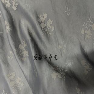 国风灰色小碎花织欧根纱玻璃纱时装面料布料衬衫连衣裙袍子旗袍