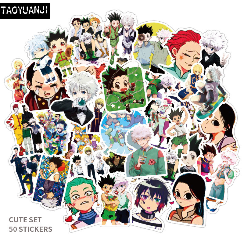 50张日漫全职猎人卡通贴画笔记本电脑水杯吉他手机壳电动车身贴纸