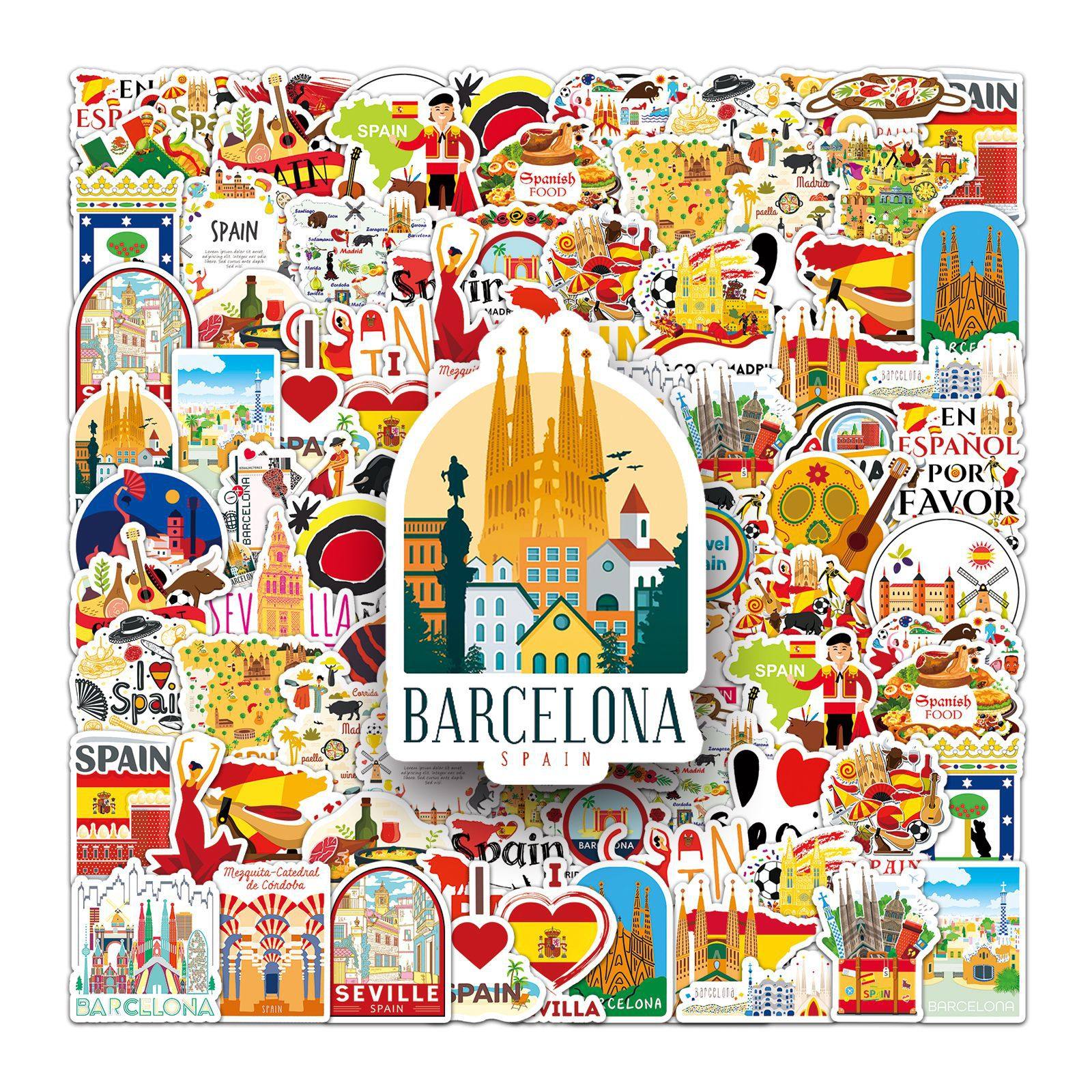100张西班牙文化旅游景点贴画