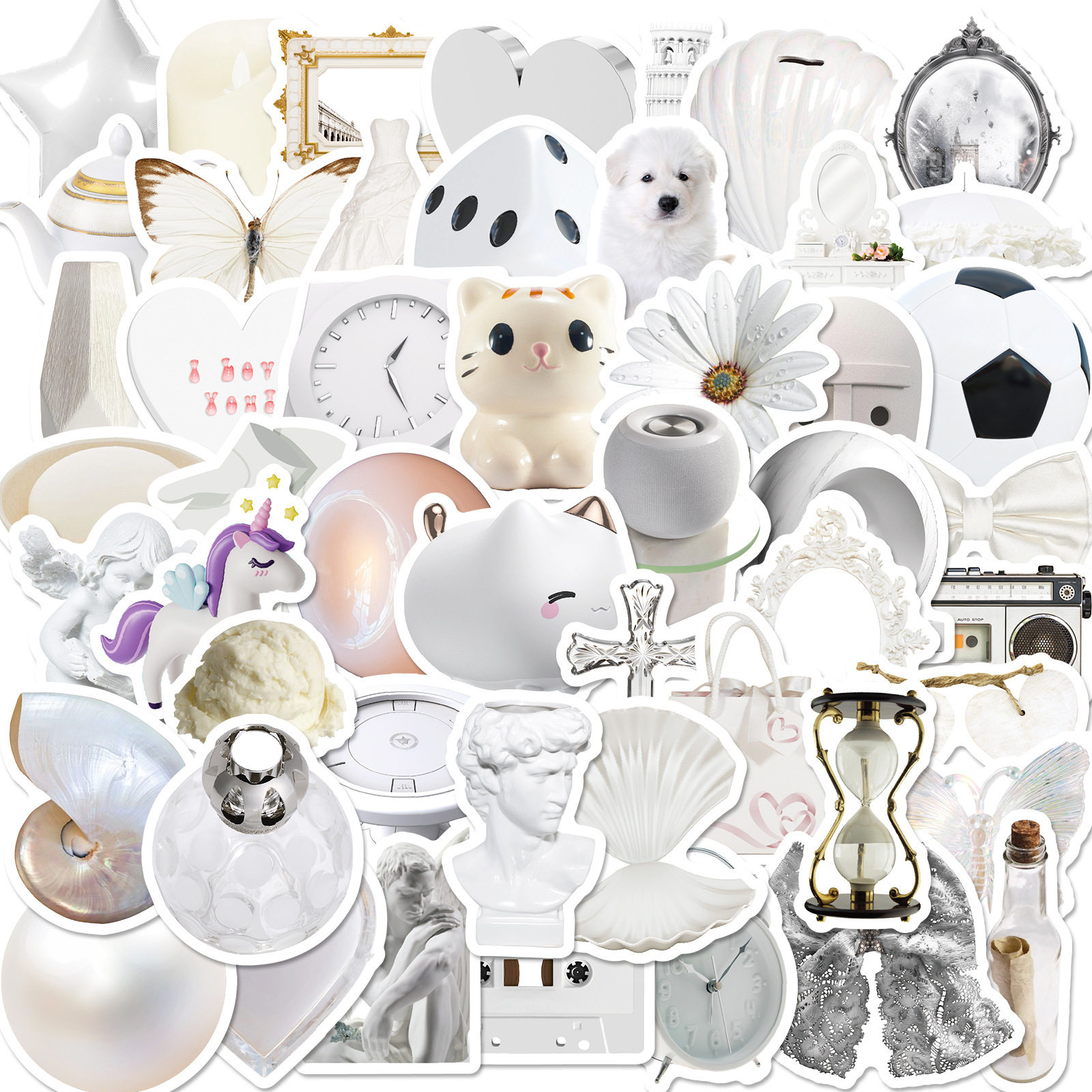 50张白色ins风涂鸦贴纸个性复古DIY手机平板行李箱摩托车冰箱贴画,3C数码配件,笔记本个性小贴纸,淘宝优惠券,粉丝福利购,淘宝优惠卷