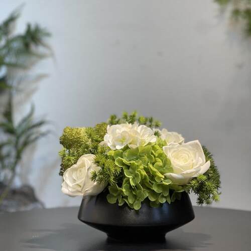 现代新中式茶几仿真花摆件