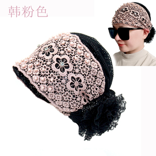 新款束发帽子女钉珠梅花包头帽遮白发盘发春秋透气优雅洋气头巾帽