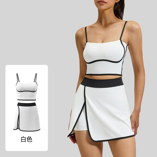 瑜伽服套裙假两件防走光短裙文胸