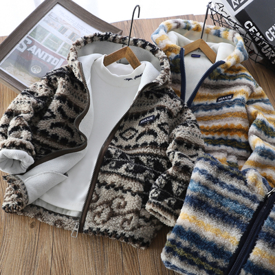 男童摇粒绒连帽外套冬季新款2025中大童加绒保暖儿童加厚连帽衣服