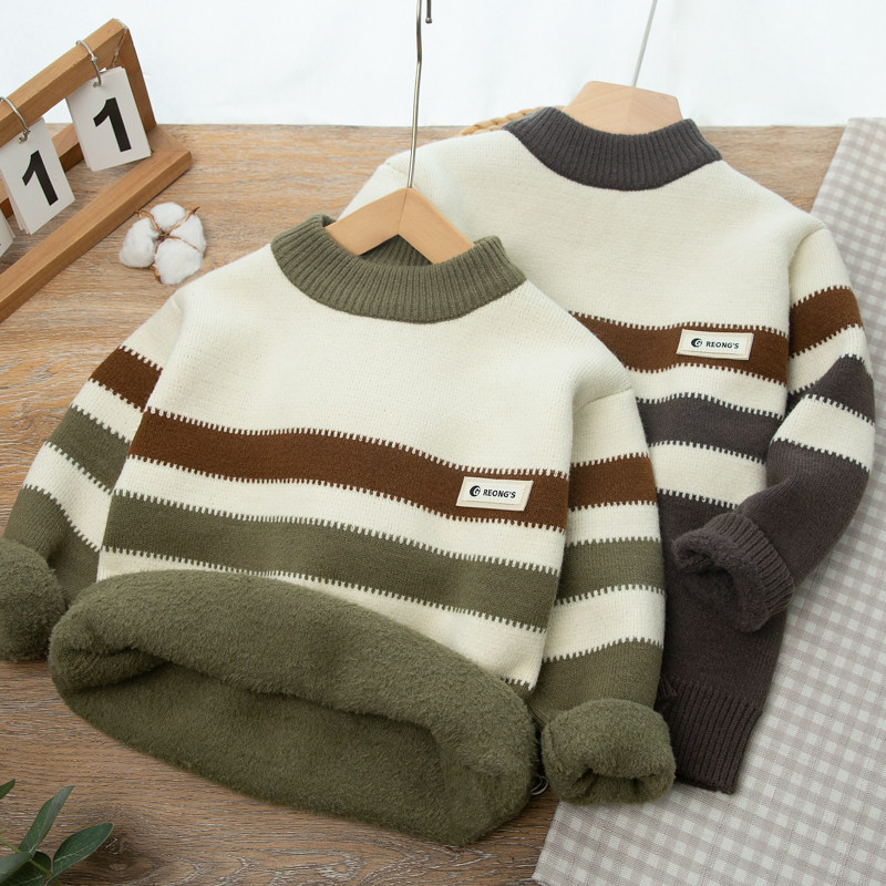 男童加绒毛衣秋冬款2025新儿童装内搭上衣中大童男孩一体绒毛线衣,童装/婴儿装/亲子装,毛衣/针织衫,淘宝优惠券,粉丝福利购,淘宝优惠卷
