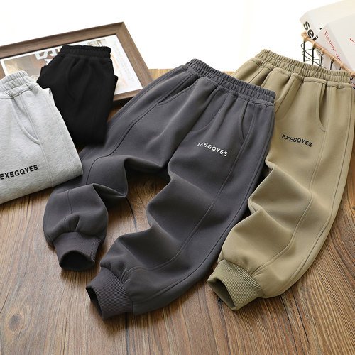 男童字母印花长裤卫裤运动裤