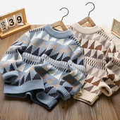 男童毛衣棉羊绒加厚保暖2026中大童秋冬季 潮 上衣儿童圆领套头装