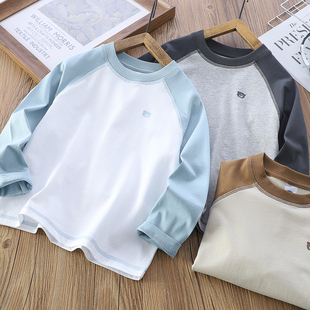 t恤洋气圆领中大童打底衫 儿童插肩长袖 长袖 男童春秋季 T恤2026新款