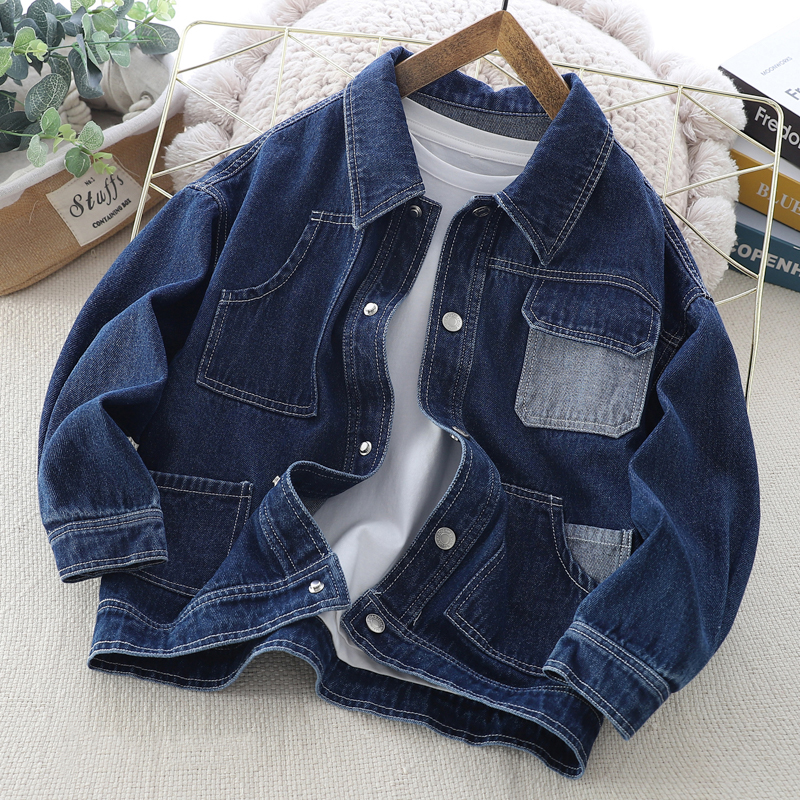 男童牛仔外套2025春秋款儿童宽松翻领上衣中大童休闲百搭牛仔衬衫