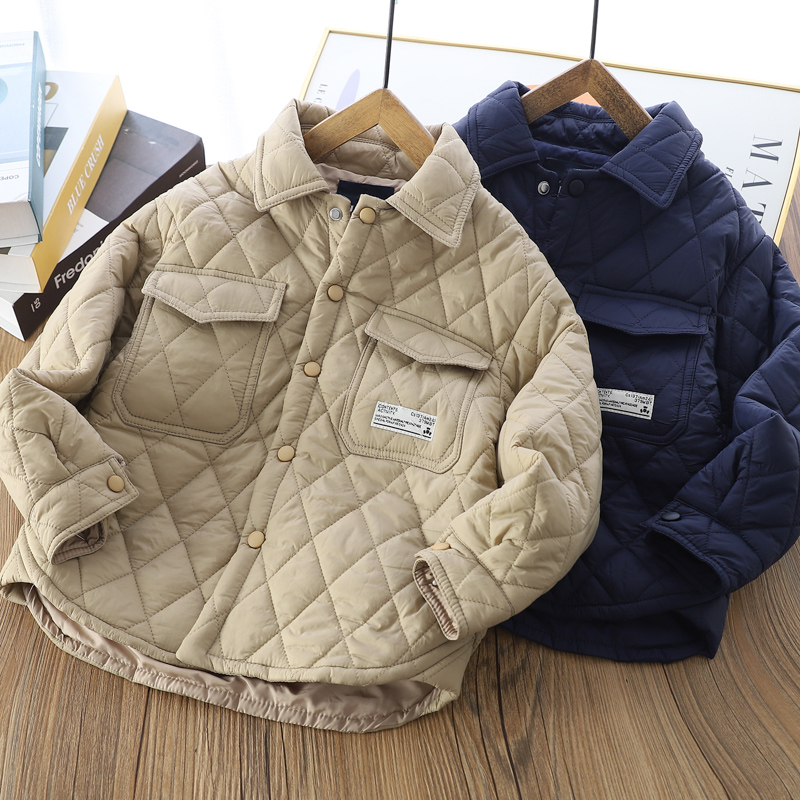 男童加棉衬衫秋冬季2025中大童加厚防风保暖儿童装休闲校服内胆潮