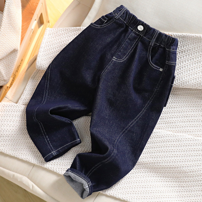 男童牛仔长裤春季新款2025儿童潮百搭裤子中大童男孩百搭宽松长裤
