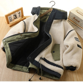 男童羊羔绒棉服秋冬新款 2026儿童连帽夹棉外套中大童撞色拼接棉衣