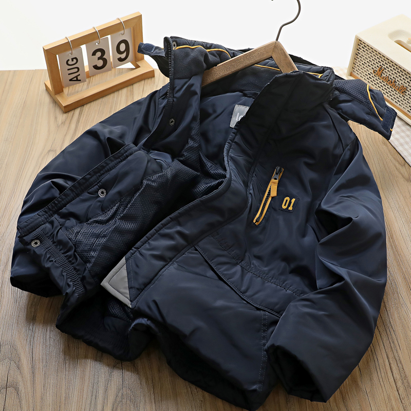 男童加绒棉服冬季新款2025儿童加厚棉袄连帽冲锋衣中大童棉衣外套