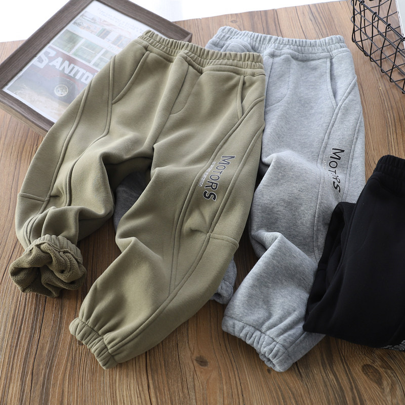 男童加绒裤子2026新款秋冬装韩版儿童长裤加厚运动长裤男孩卫裤