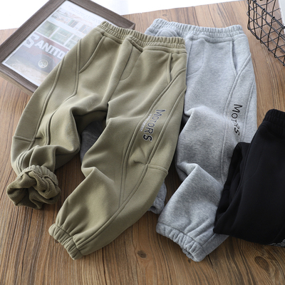 男童加绒裤子2025新款秋冬装韩版儿童长裤加厚运动长裤男孩卫裤