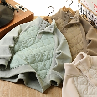 中大童立领衣服 冬款 男童加绒卫衣秋冬新款 2025儿童休闲立领打底衫