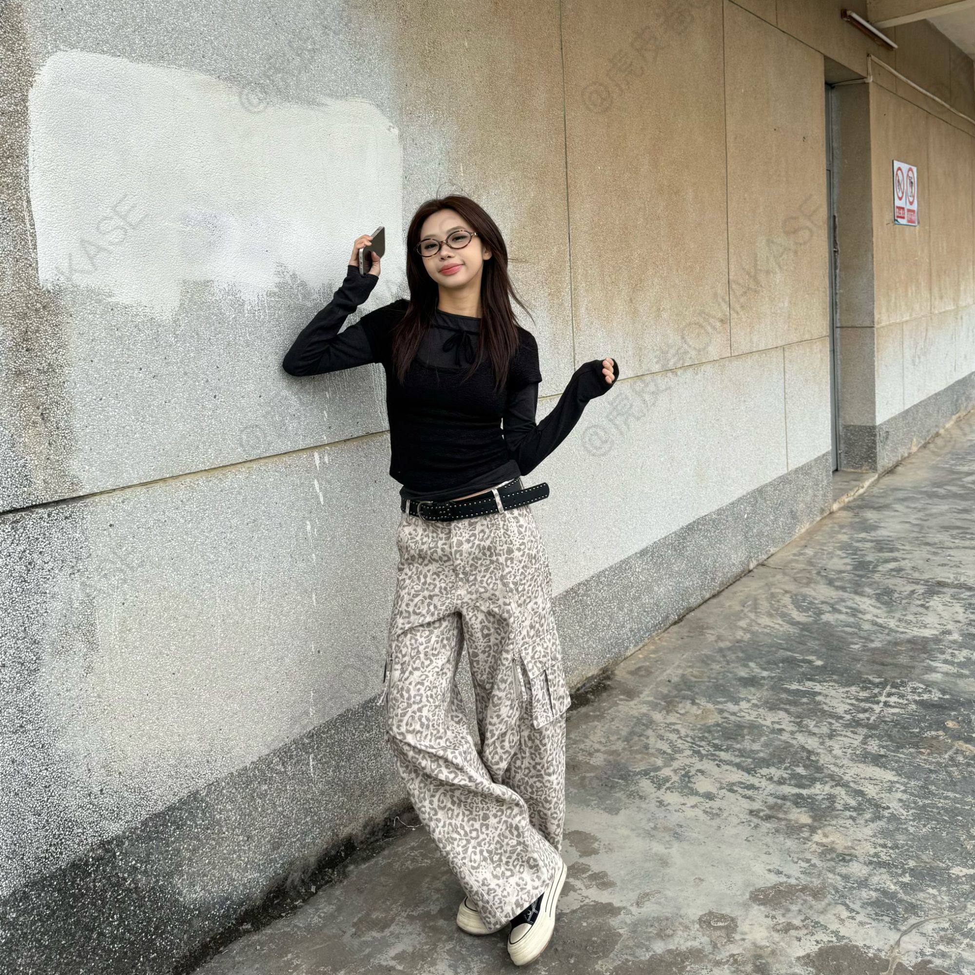 虎皮卷【现】【豹纹工装裤】新款美式豹纹大口袋休闲工装裤,女装/女士精品,休闲裤,淘宝优惠券,粉丝福利购,淘宝优惠卷