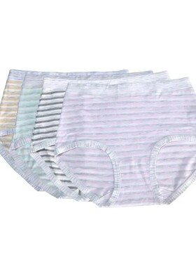 小护士女士高腰三角内裤女莫代尔棉条纹大码收腹提臀透气内裤