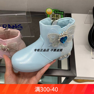 特价专柜正品泰兰尼斯公主带跟不加绒女童时尚皮靴
