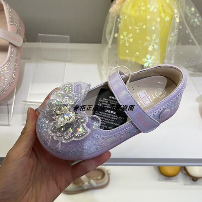 专柜正品泰兰尼斯25秋季新款女童蝴蝶结亮亮梦幻公主闪灯鞋皮鞋