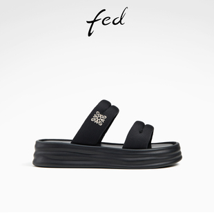fed一字带海边拖鞋女夏季新款女鞋松糕厚底凉拖鞋女款D0420-ZC390