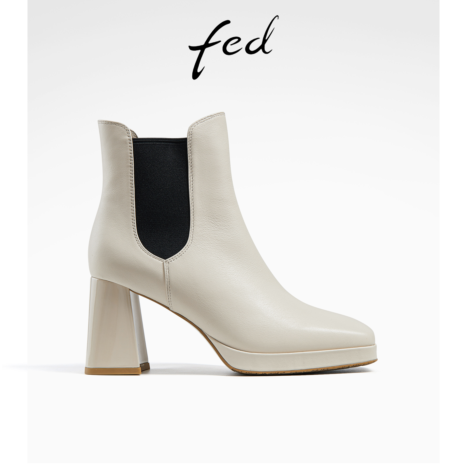 fed高跟短靴冬季新款靴子法式时装靴粗跟瘦瘦靴女款R0927-YAB381