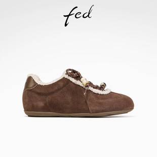 fed游牧风秋冬复古内增高女鞋运动休闲鞋勃肯雪地靴棉鞋德训鞋女