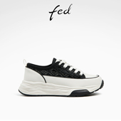 fed无界棱行女鞋 女 板鞋 秋季 超轻松糕厚底网面透气复古运动休闲鞋