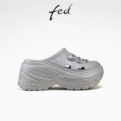 fed厚底洞洞鞋夏季新款女鞋包头拖鞋海边沙滩凉鞋女款S0425-YA731