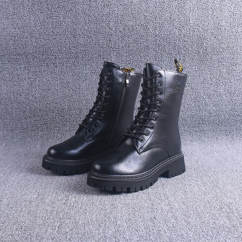 真皮羊毛雪地靴高筒侧拉链冬季