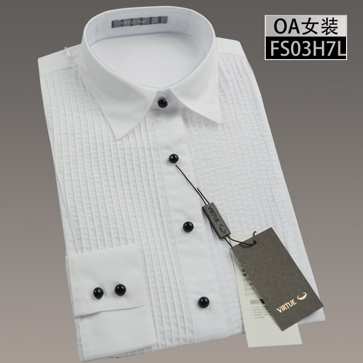 富绅新款女装韩版内搭打底衫长袖衬衫职业装OL显瘦女式衬衣 白色