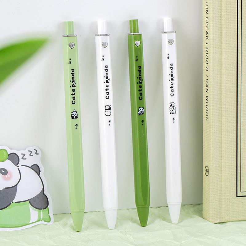 创意超萌可爱熊猫直方杆爱心按动中性笔学生期末圣诞奖品礼品礼物