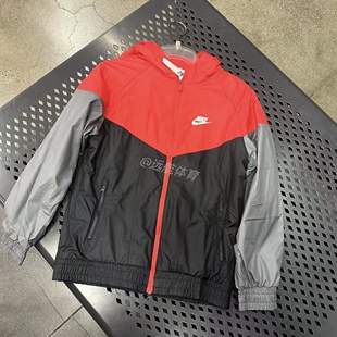 Nike/ 耐克 GS大童运动风衣连帽拼色防风加绒保暖外套拉链HJ2534