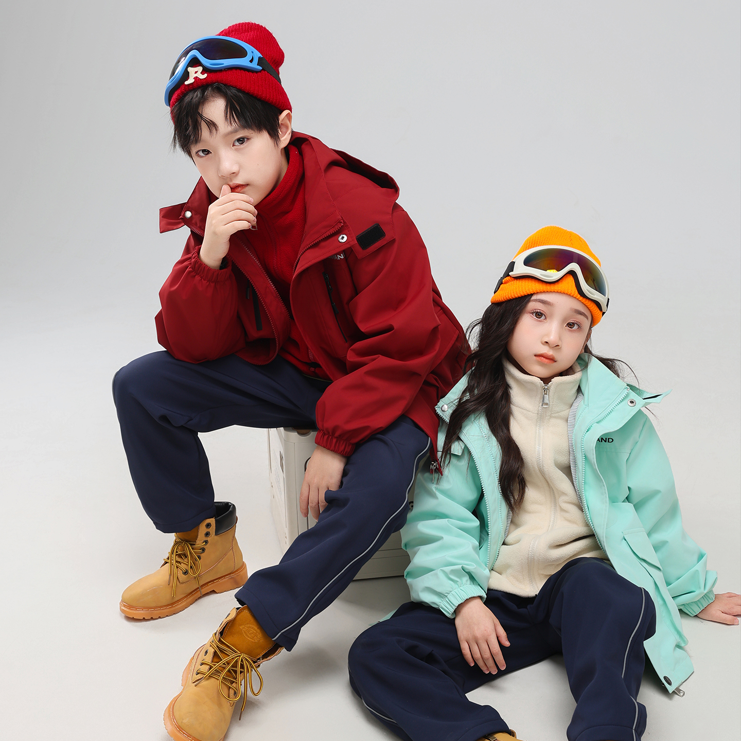 日本无印mu男女童装冲锋外套三合一儿童女孩小学生校服防风衣滑雪