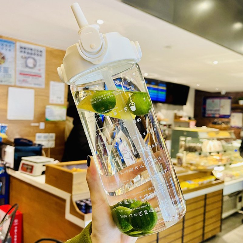 日本无印mu每日喝水提醒大容量玻璃杯1000ml女士高颜值耐热夏季透