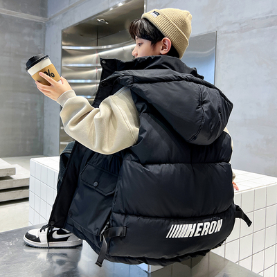 日本无印mu男童棉马甲2025新款男孩冬季中大童儿童秋冬款外穿背心