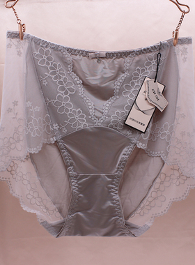 娇婷9946高腰女士内裤性感蕾丝大码透明速干无痕透气网纱三角裤新