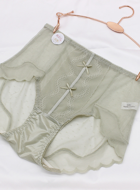 娇婷9703蕾丝内裤中高腰性感火辣女无痕速干三角裤透明法式短底裤