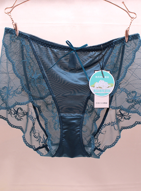 娇婷9565内裤女夏性感中腰薄款蕾丝网纱速干无痕黑色诱惑女三角裤